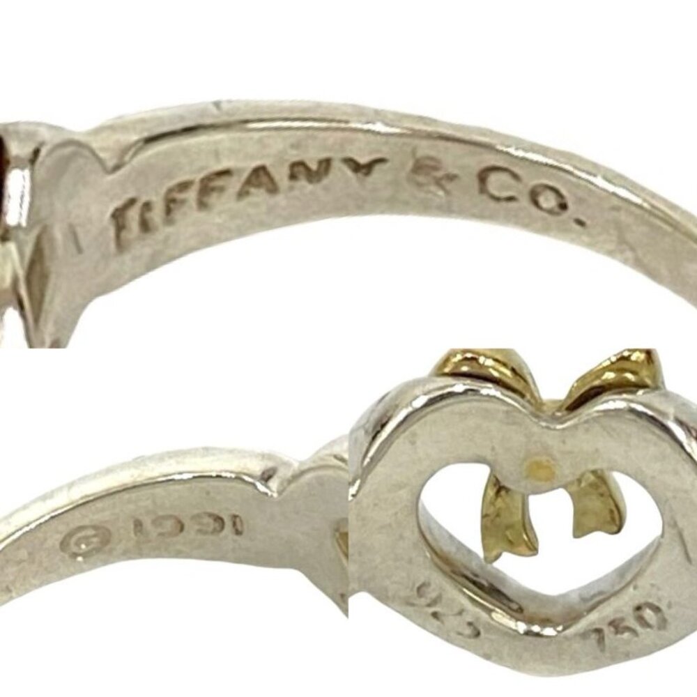 Tiffany & Co Heart Ribbon Combination Ring 18K Gold Silver - Picture 4 of 8